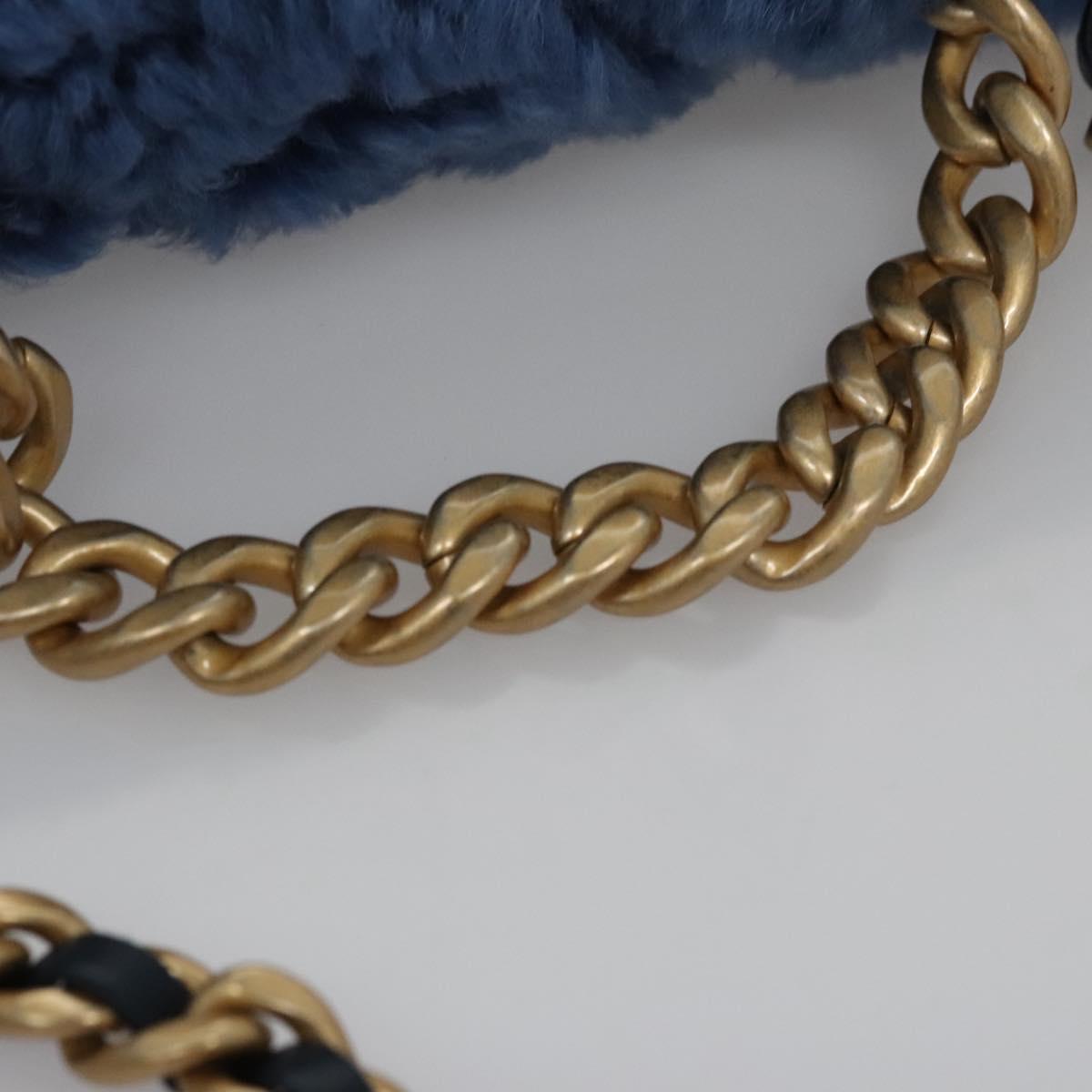 CHANEL Chain Shoulder Bag Mouton Blue AS1160 CC 113230A