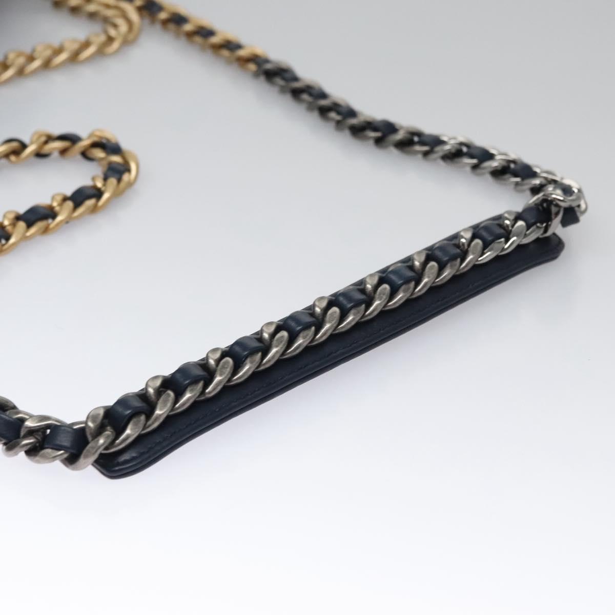 CHANEL Chain Shoulder Bag Mouton Blue AS1160 CC 113230A