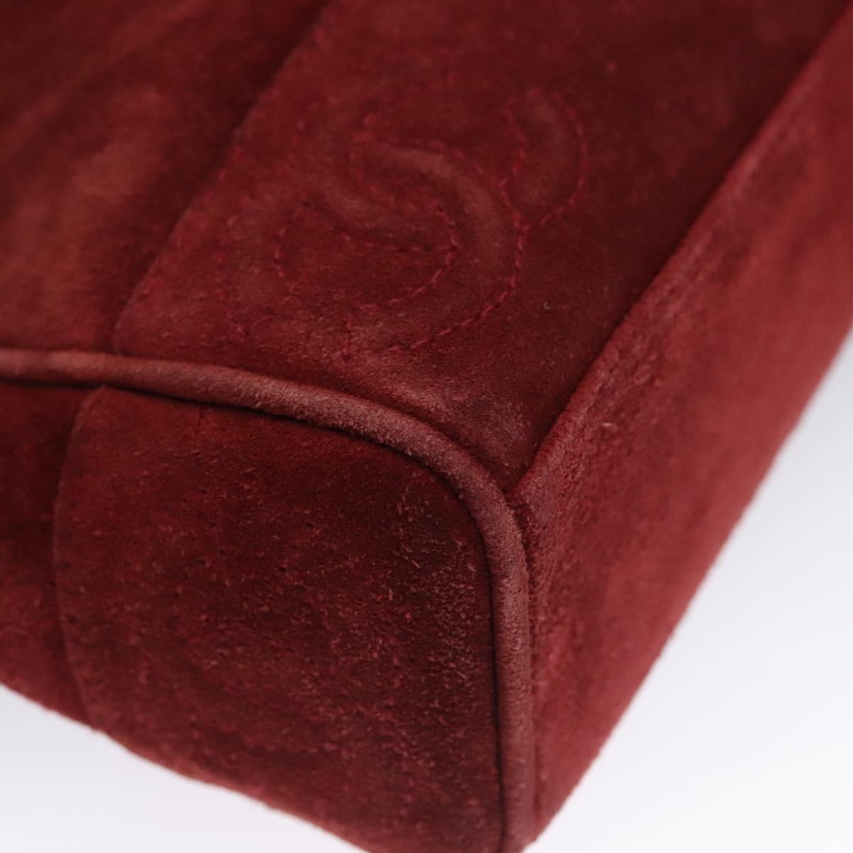 CHANEL Triple Coco Chain Shoulder Bag Suede Red CC 113272