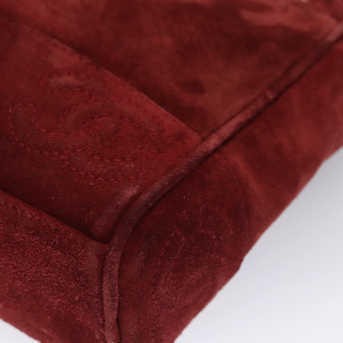 CHANEL Triple Coco Chain Shoulder Bag Suede Red CC 113272