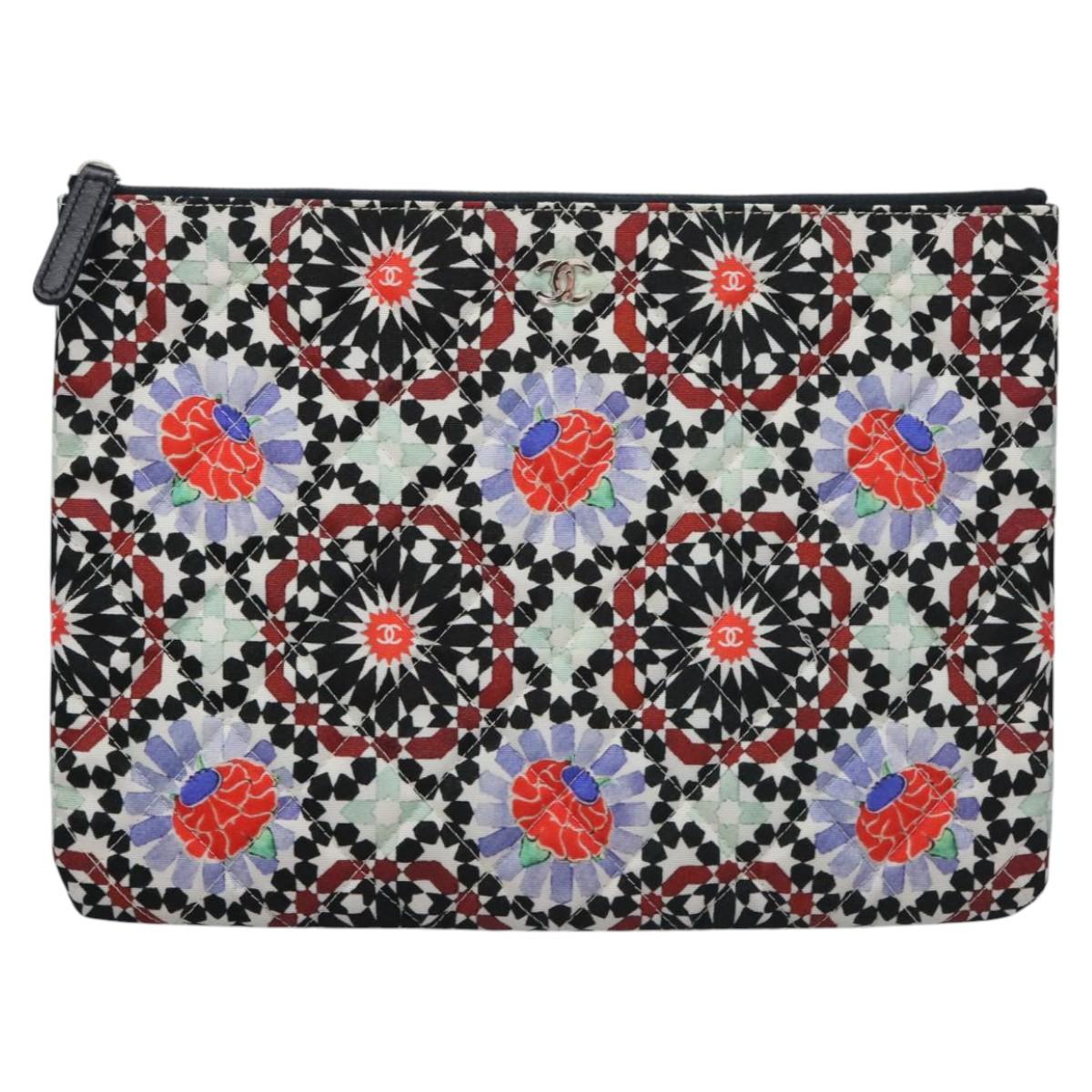 CHANEL Clutch Bag Cotton White CC 113828A