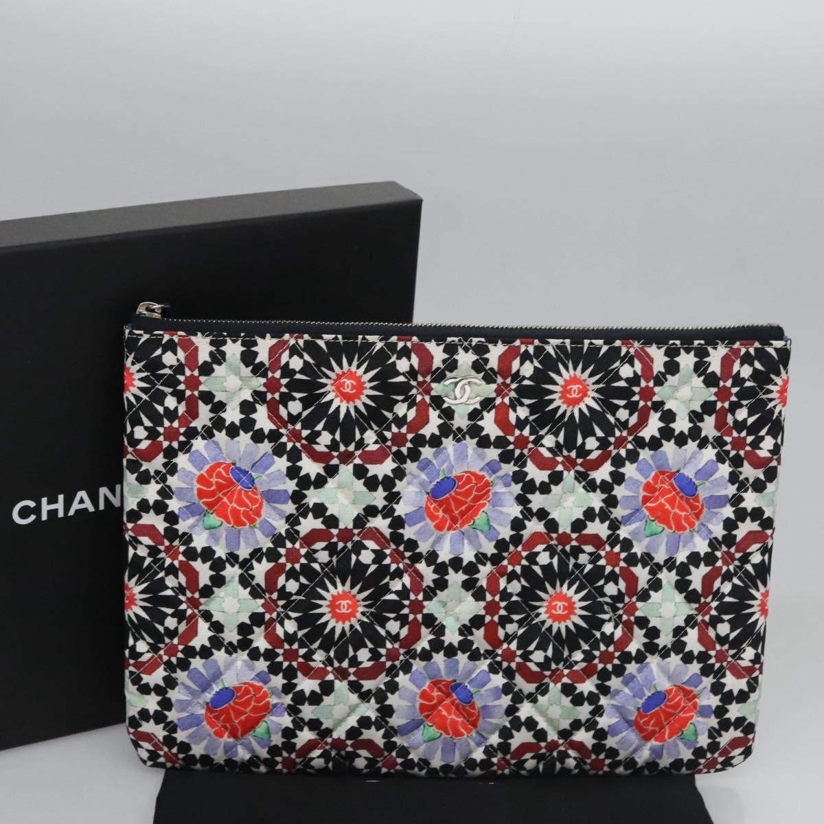 CHANEL Clutch Bag Cotton White CC 113828A