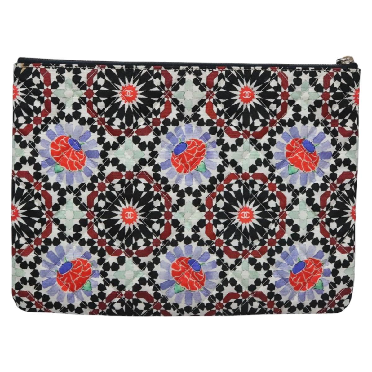 CHANEL Clutch Bag Cotton White CC 113828A