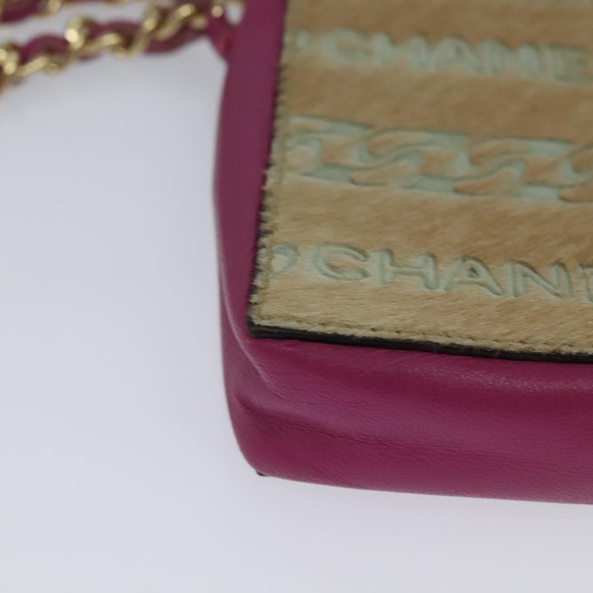 CHANEL Chain Cigarette Case Leather Pink CC 113829