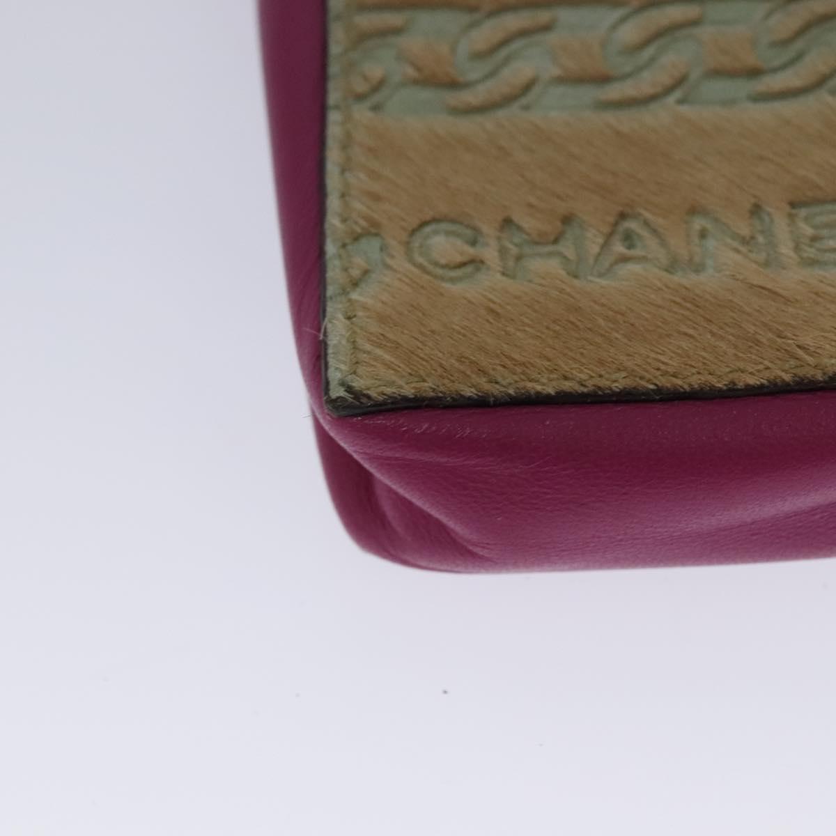 CHANEL Chain Cigarette Case Leather Pink CC 113829
