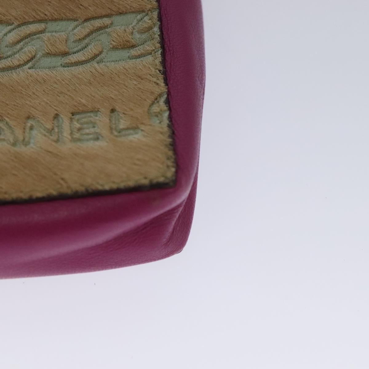 CHANEL Chain Cigarette Case Leather Pink CC 113829