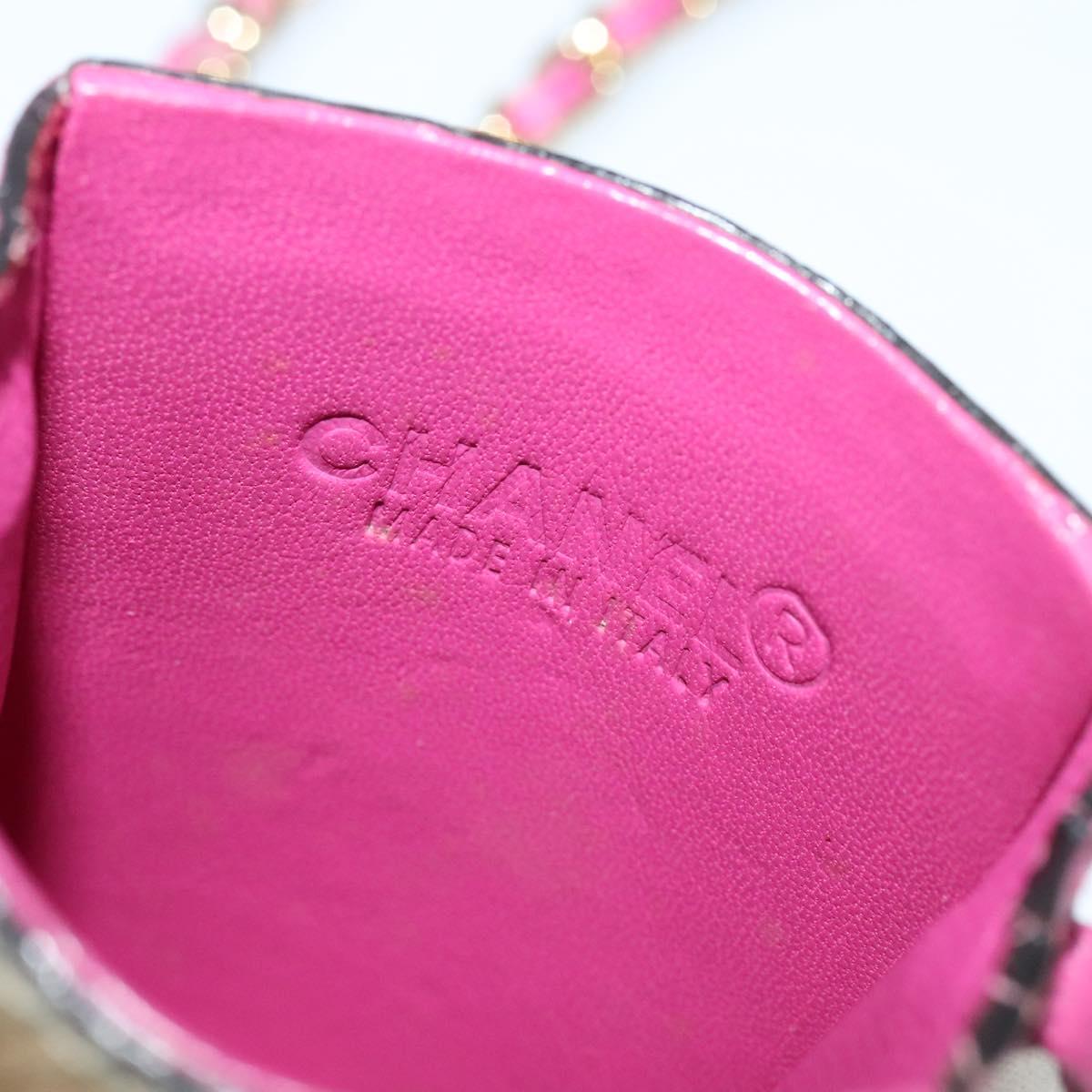 CHANEL Chain Cigarette Case Leather Pink CC 113829
