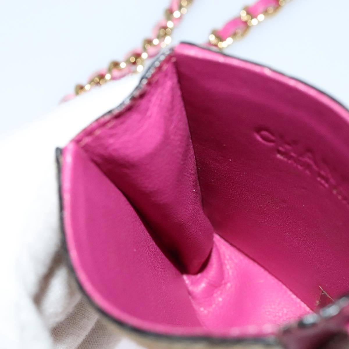 CHANEL Chain Cigarette Case Leather Pink CC 113829