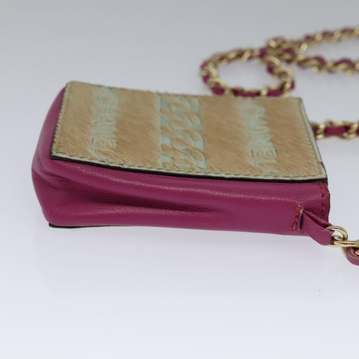 CHANEL Chain Cigarette Case Leather Pink CC 113829