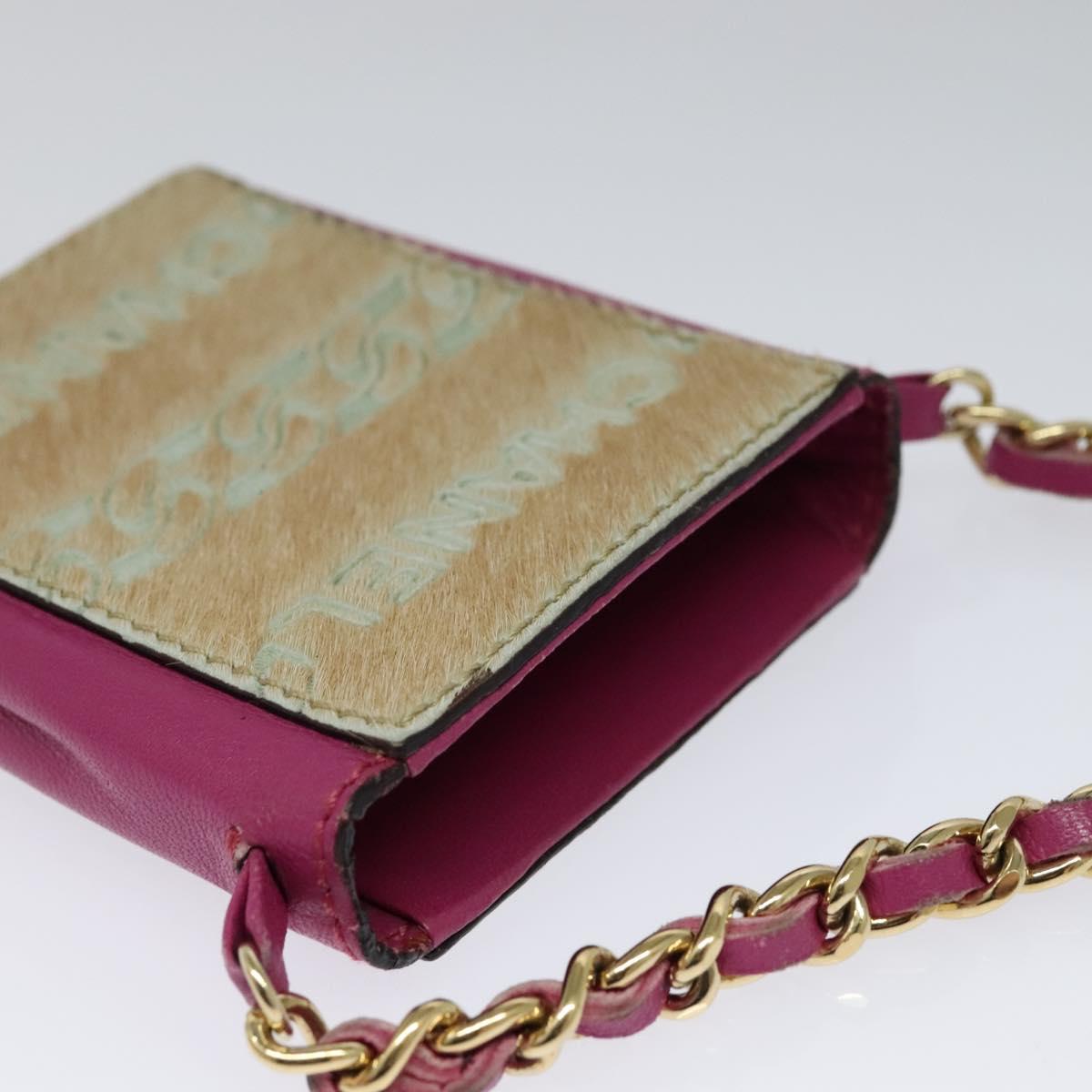 CHANEL Chain Cigarette Case Leather Pink CC 113829