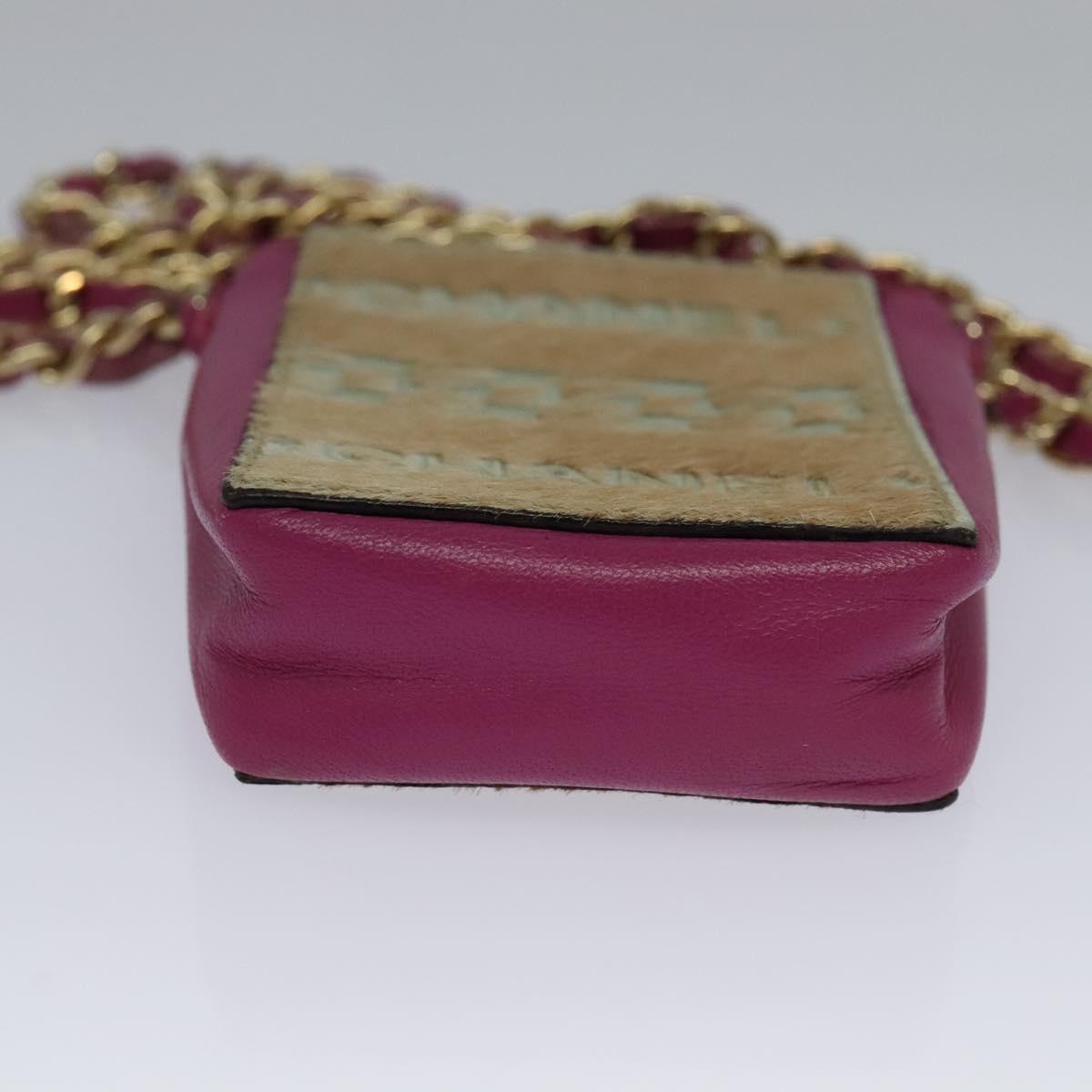CHANEL Chain Cigarette Case Leather Pink CC 113829