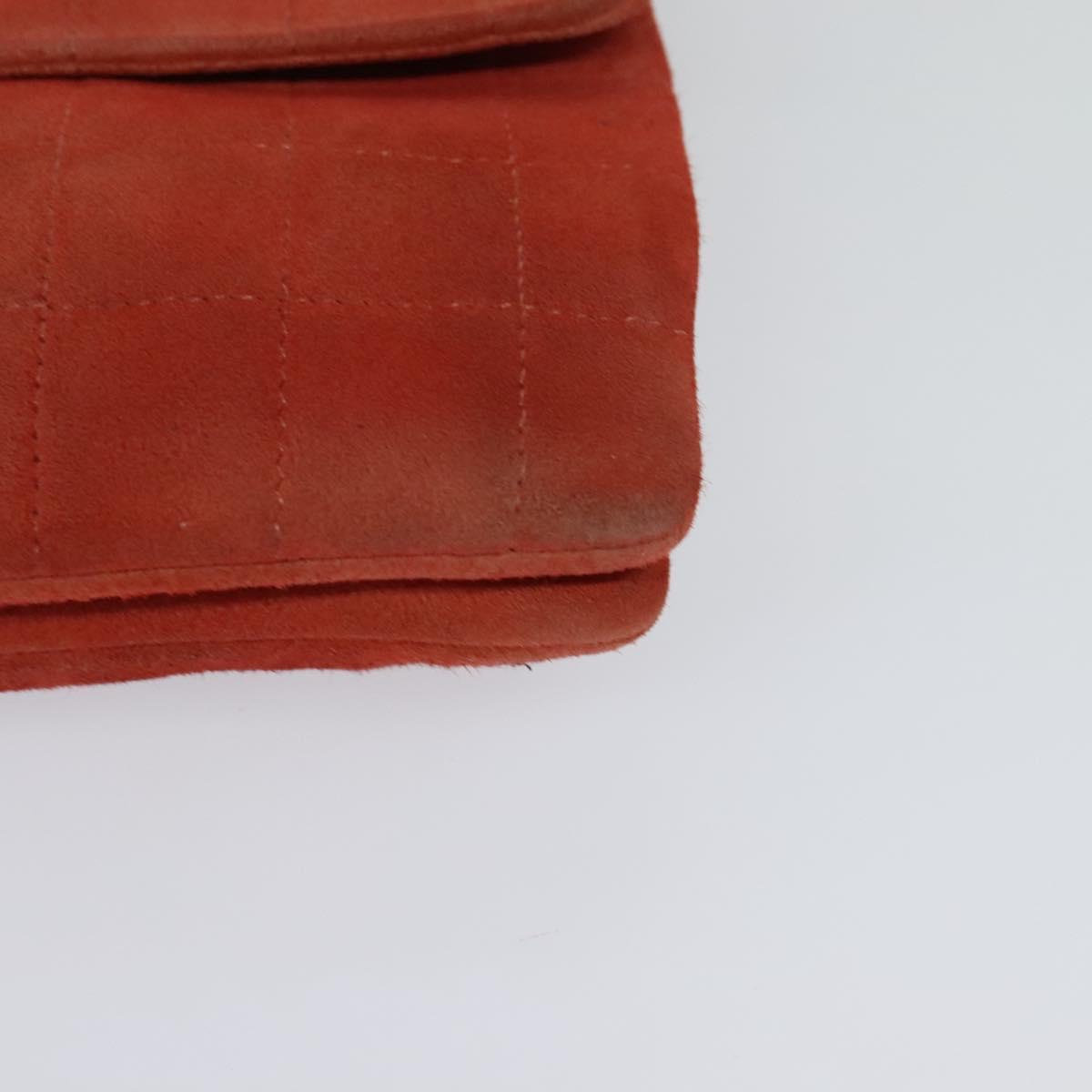 CHANEL Choco Bar Chain Shoulder Bag Suede Red CC 113865