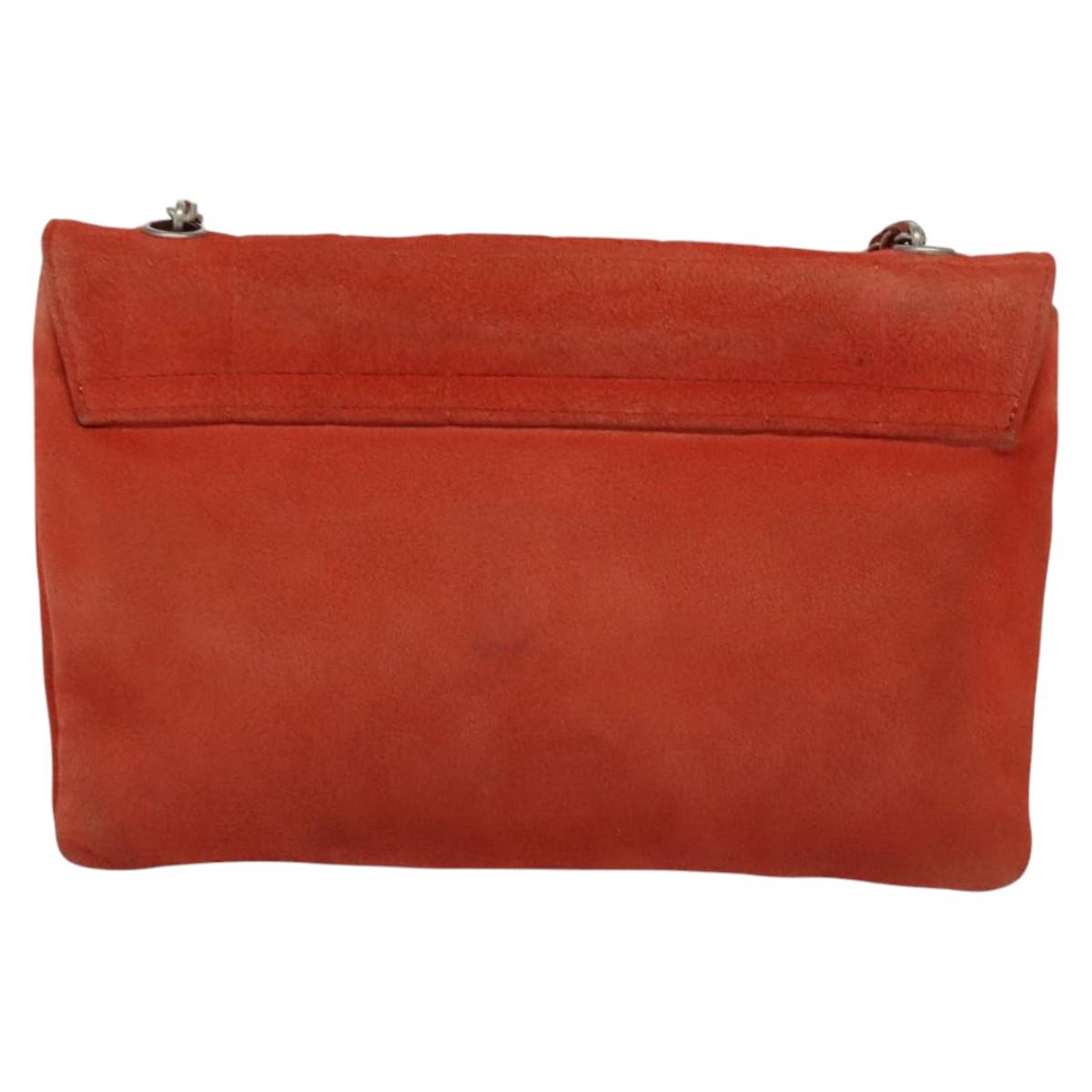 CHANEL Choco Bar Chain Shoulder Bag Suede Red CC 113865