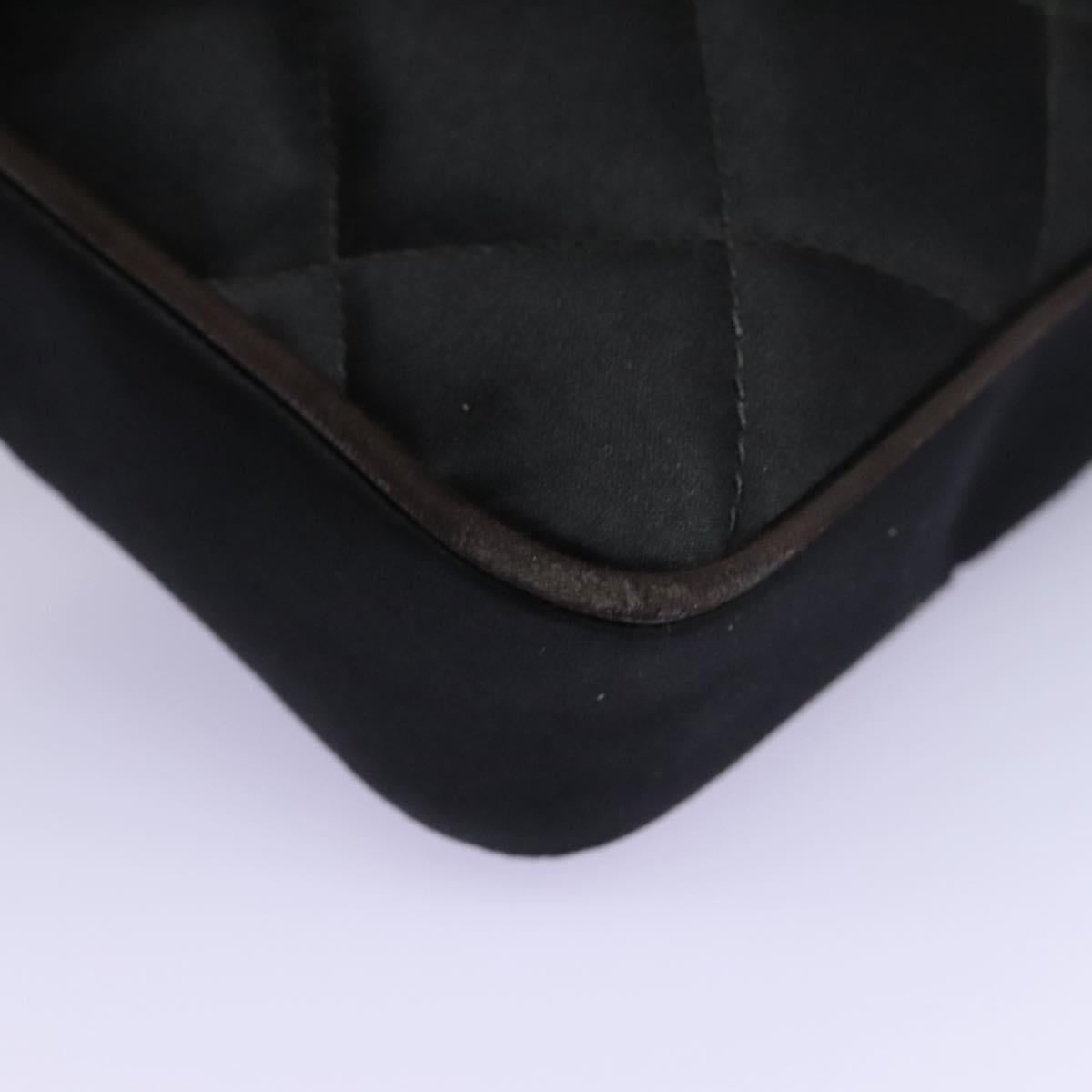CHANEL Matelasse Waist Bag Satin Black Gold CC 113903