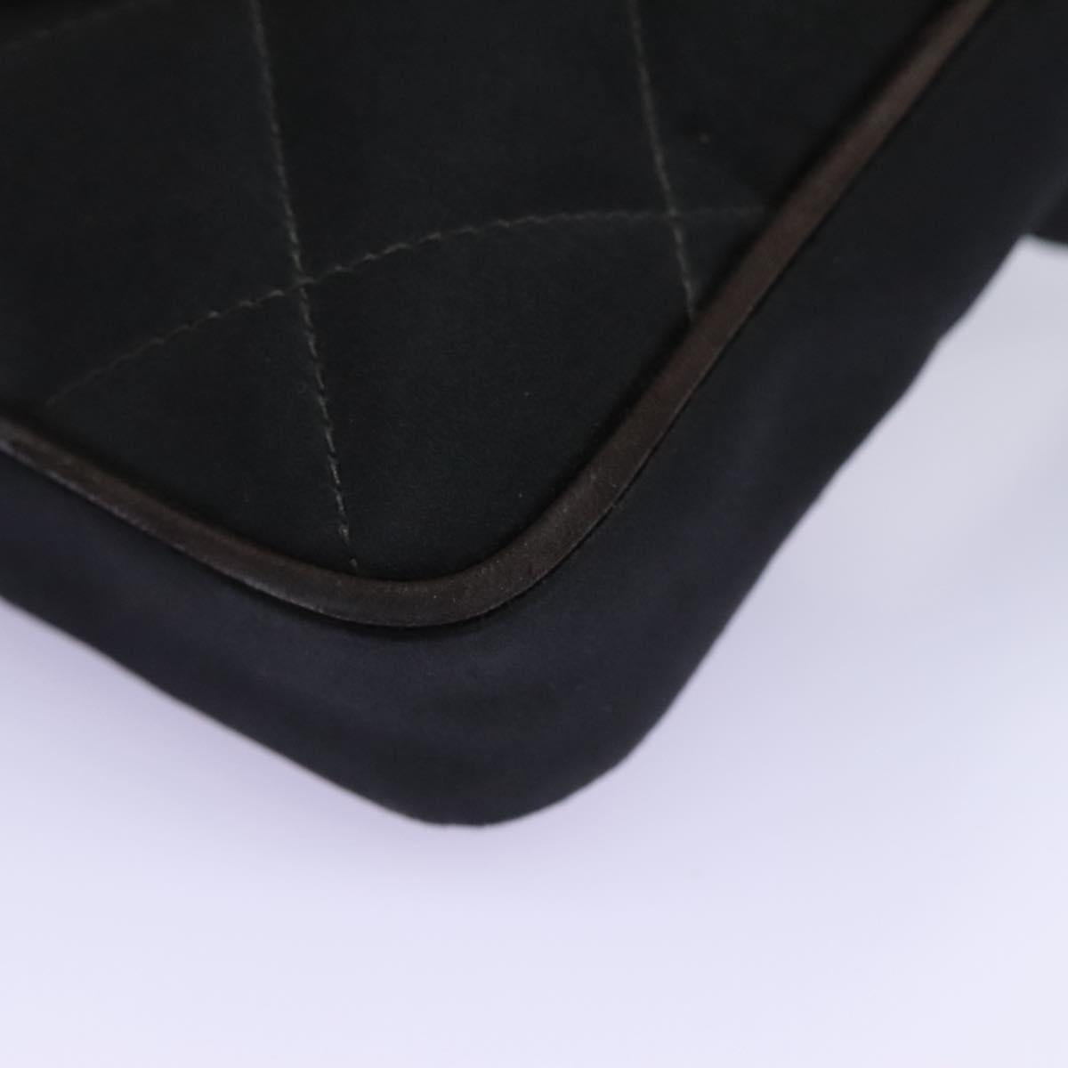 CHANEL Matelasse Waist Bag Satin Black Gold CC 113903