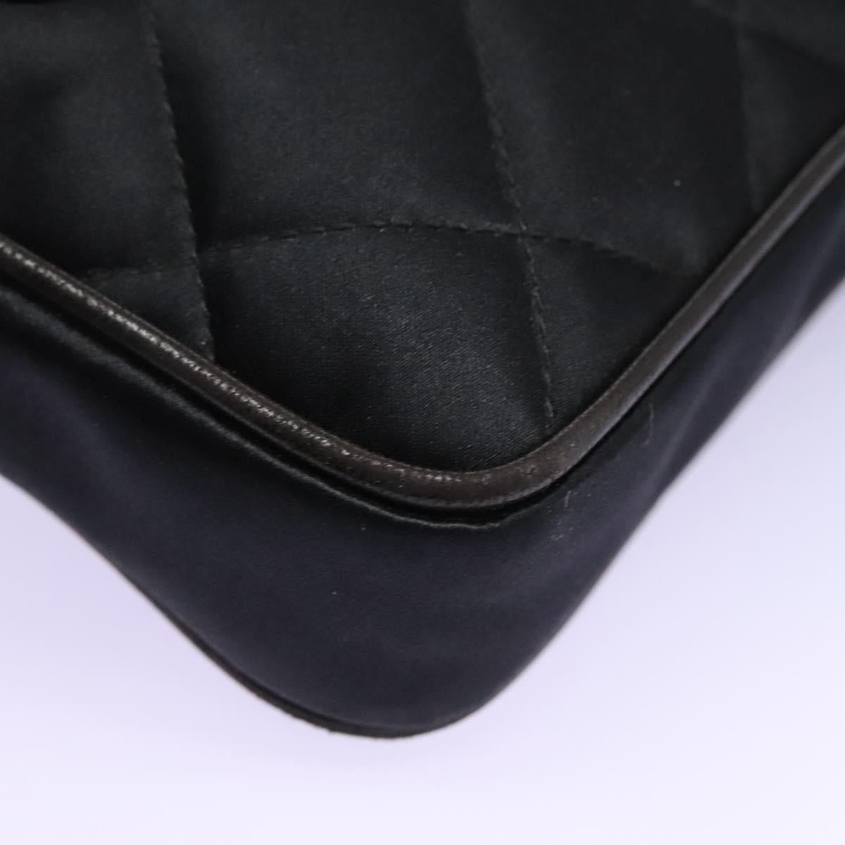 CHANEL Matelasse Waist Bag Satin Black Gold CC 113903