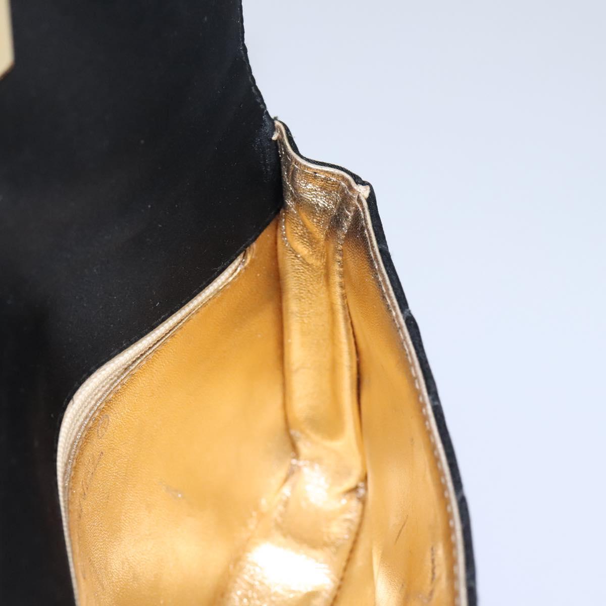CHANEL Matelasse Waist Bag Satin Black Gold CC 113903