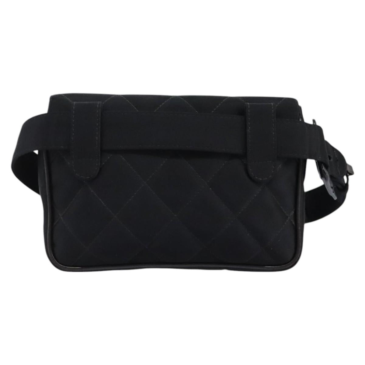 CHANEL Matelasse Waist Bag Satin Black Gold CC 113903