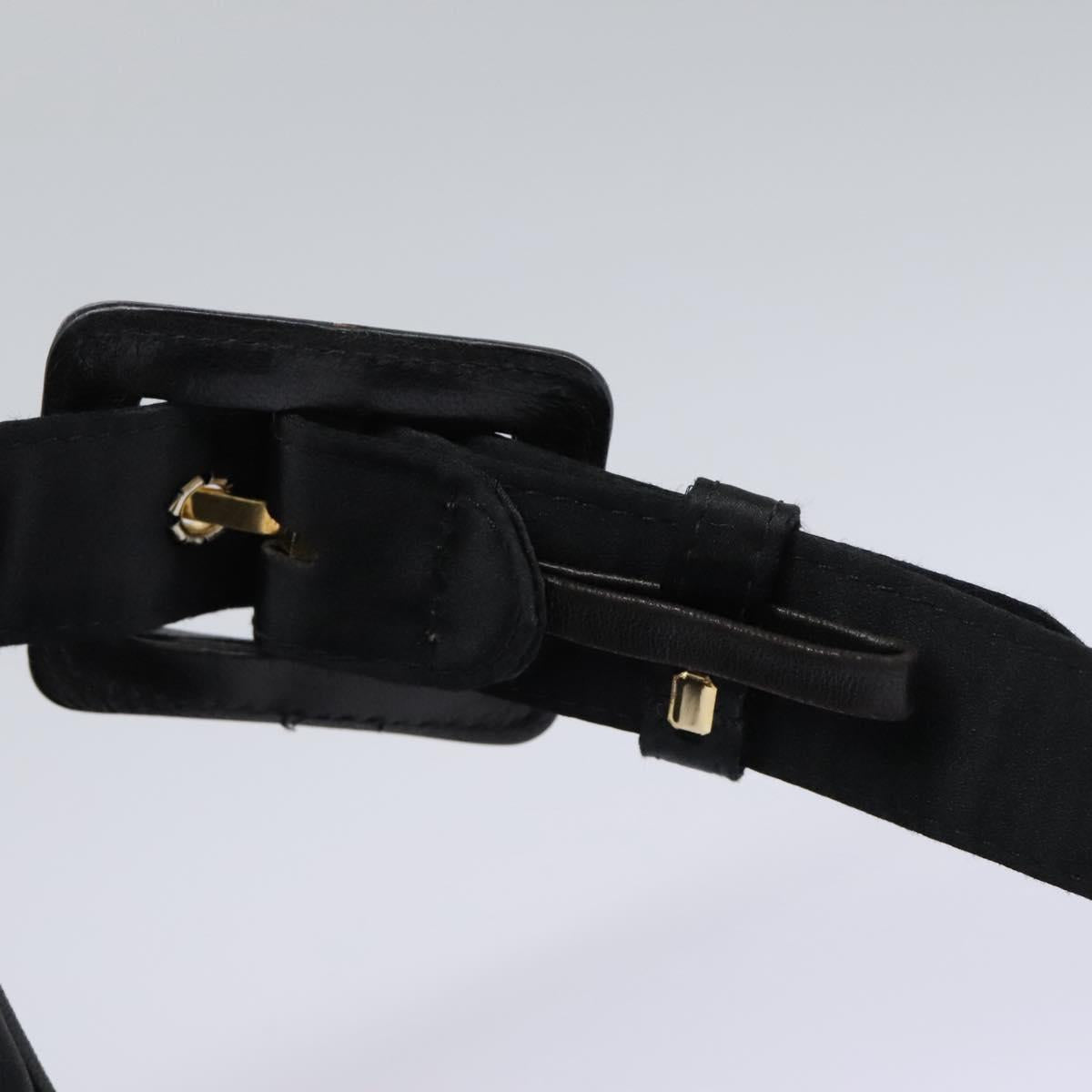 CHANEL Matelasse Waist Bag Satin Black Gold CC 113903