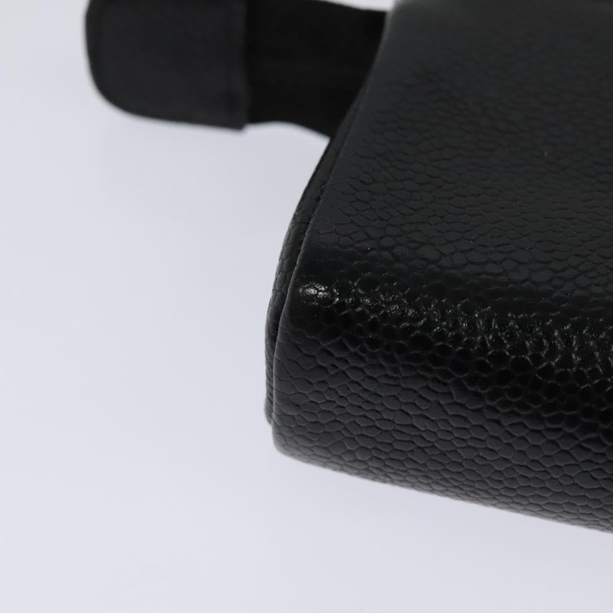 CHANEL COCO Mark Pouch Caviar Skin Black Gold CC 114009