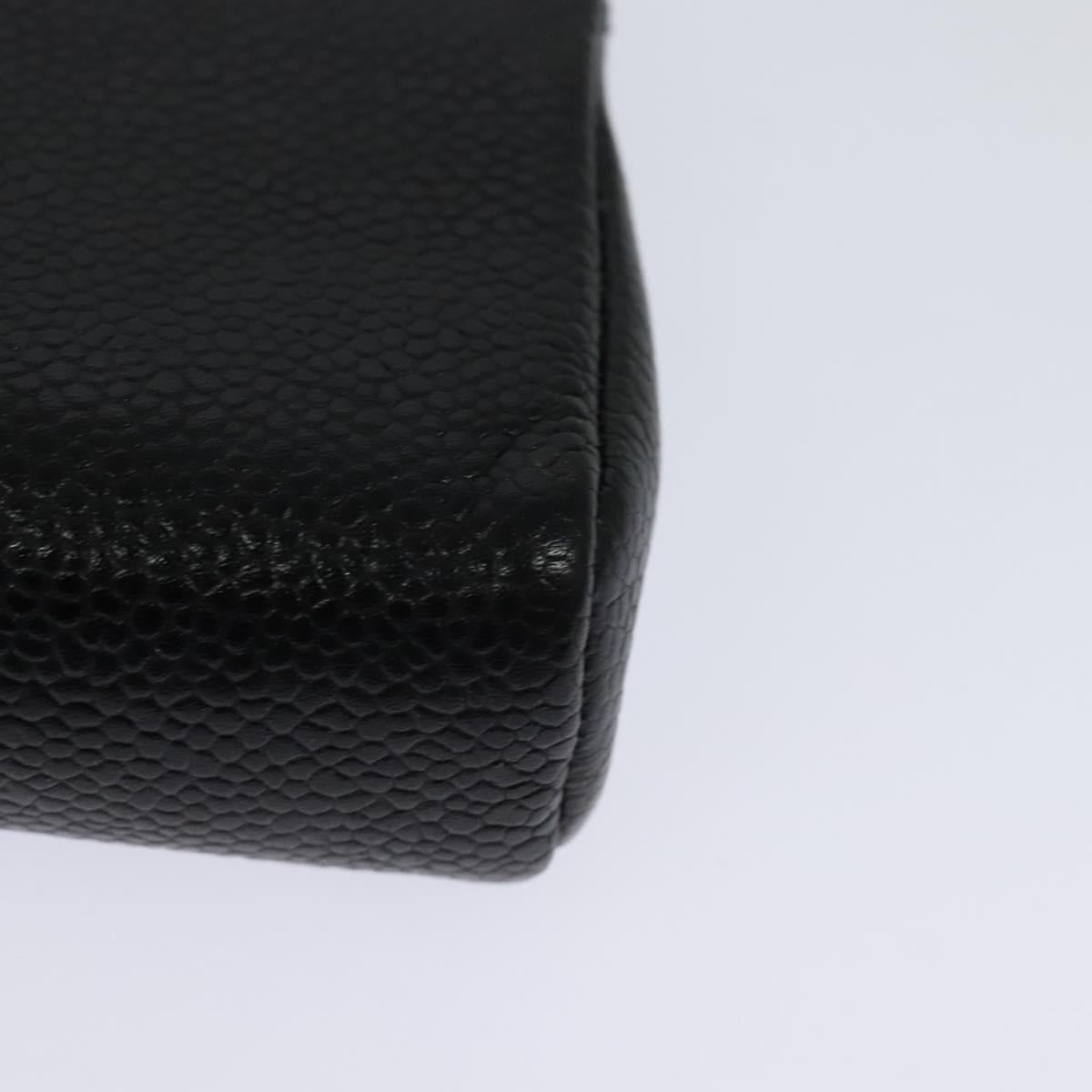 CHANEL COCO Mark Pouch Caviar Skin Black Gold CC 114009