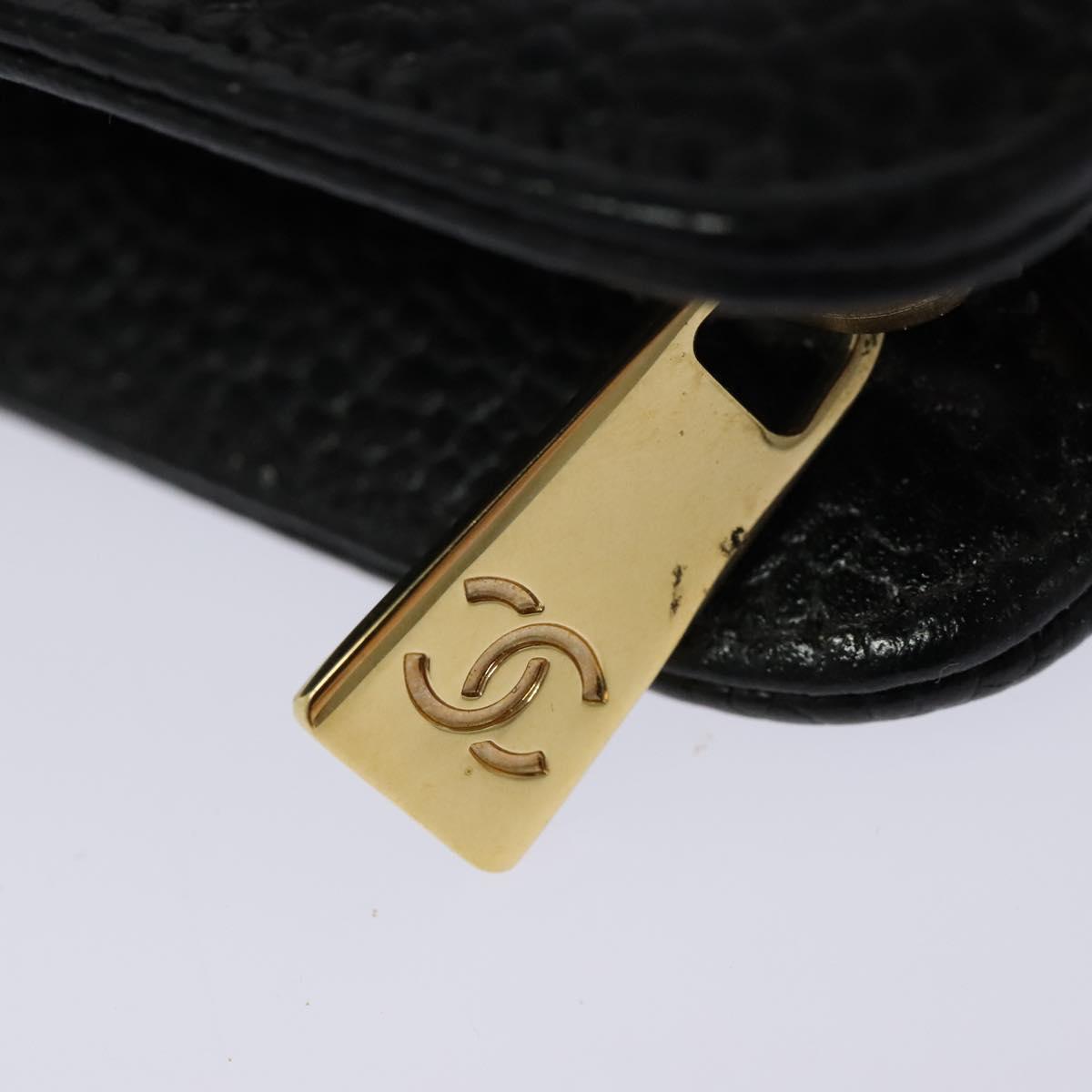 CHANEL COCO Mark Pouch Caviar Skin Black Gold CC 114009