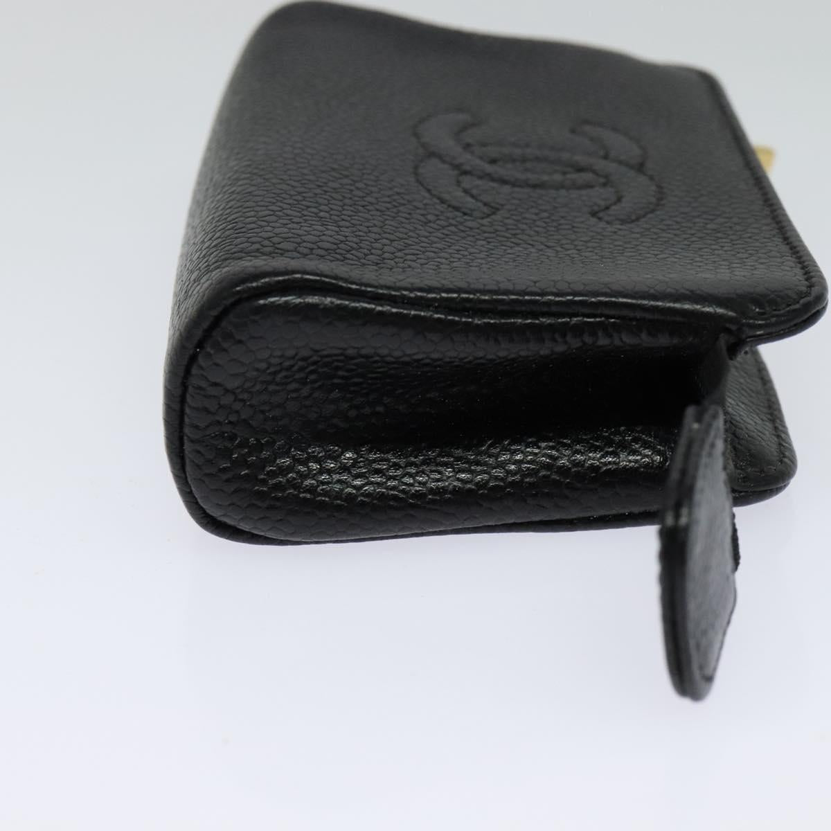 CHANEL COCO Mark Pouch Caviar Skin Black Gold CC 114009
