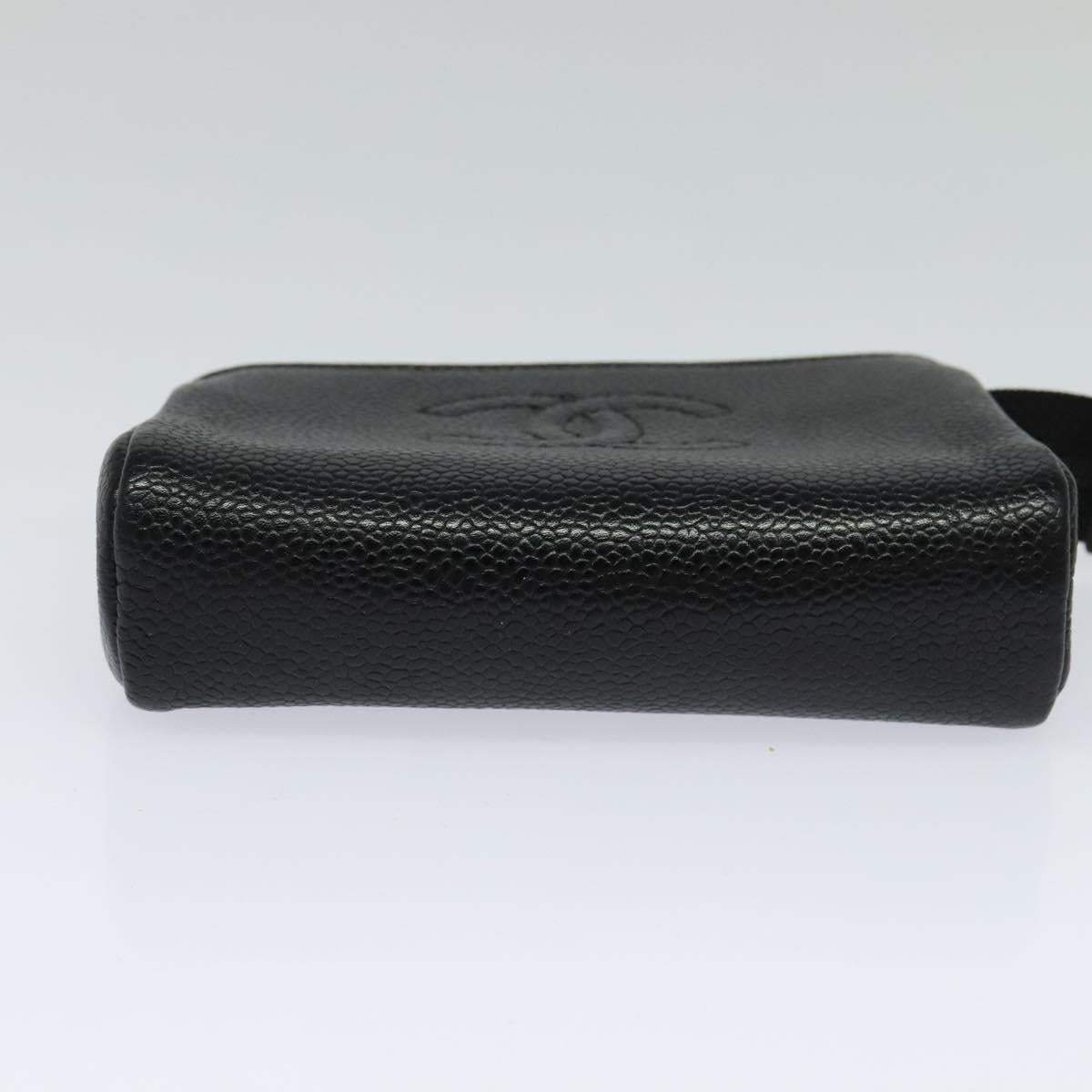 CHANEL COCO Mark Pouch Caviar Skin Black Gold CC 114009