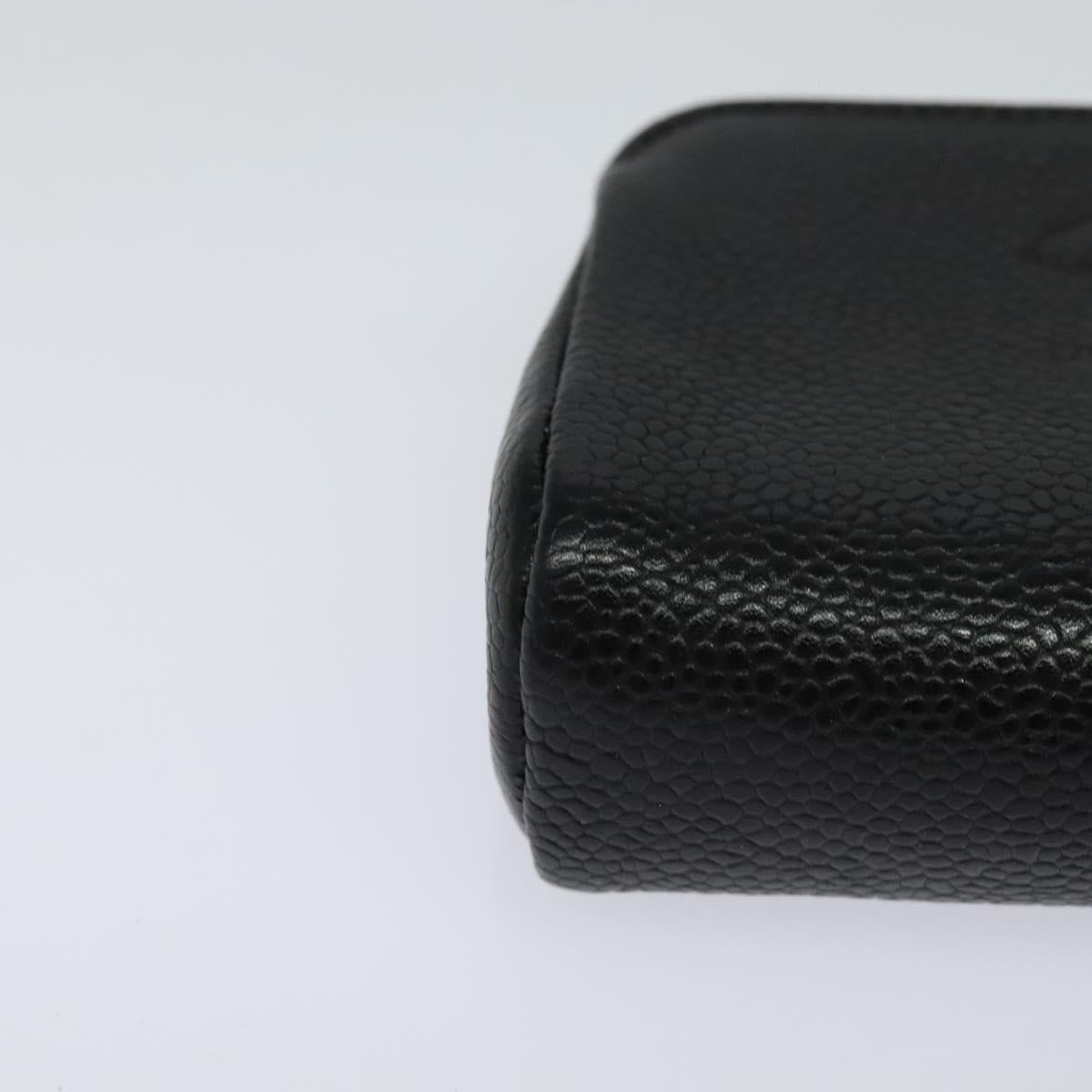 CHANEL COCO Mark Pouch Caviar Skin Black Gold CC 114009