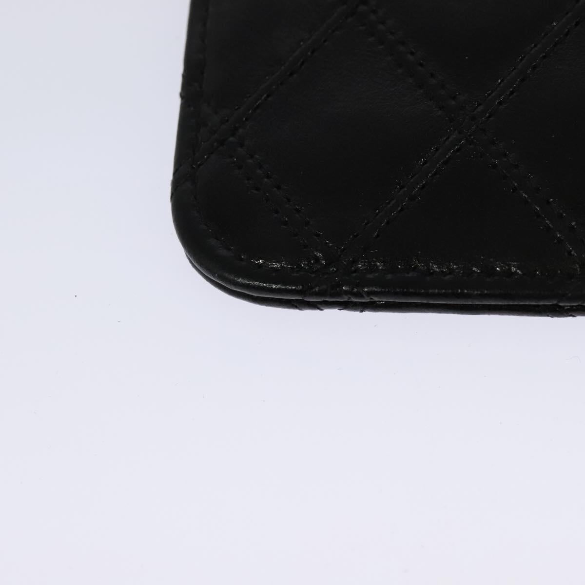 CHANEL Bicolore COCO Mark Glasses Case Lamb Skin Black CC 114024