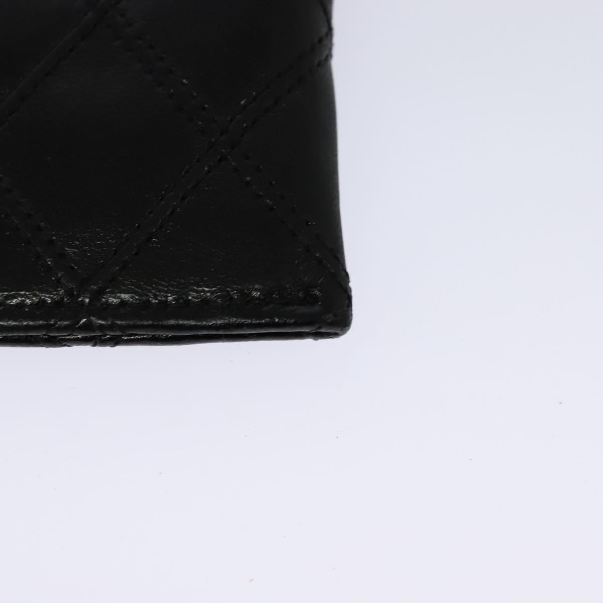 CHANEL Bicolore COCO Mark Glasses Case Lamb Skin Black CC 114024