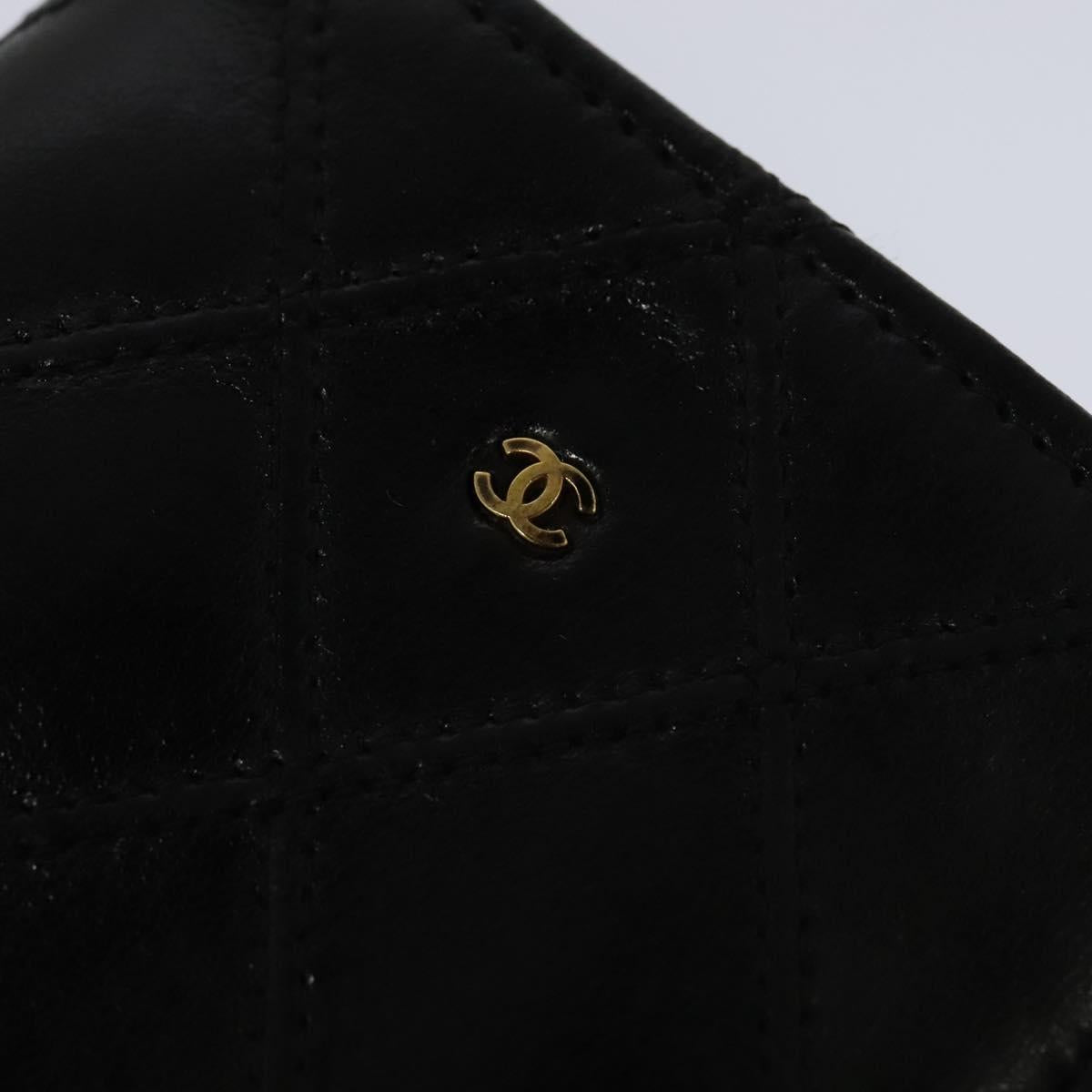 CHANEL Bicolore COCO Mark Glasses Case Lamb Skin Black CC 114024