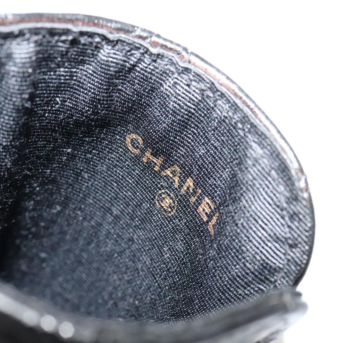 CHANEL Bicolore COCO Mark Glasses Case Lamb Skin Black CC 114024