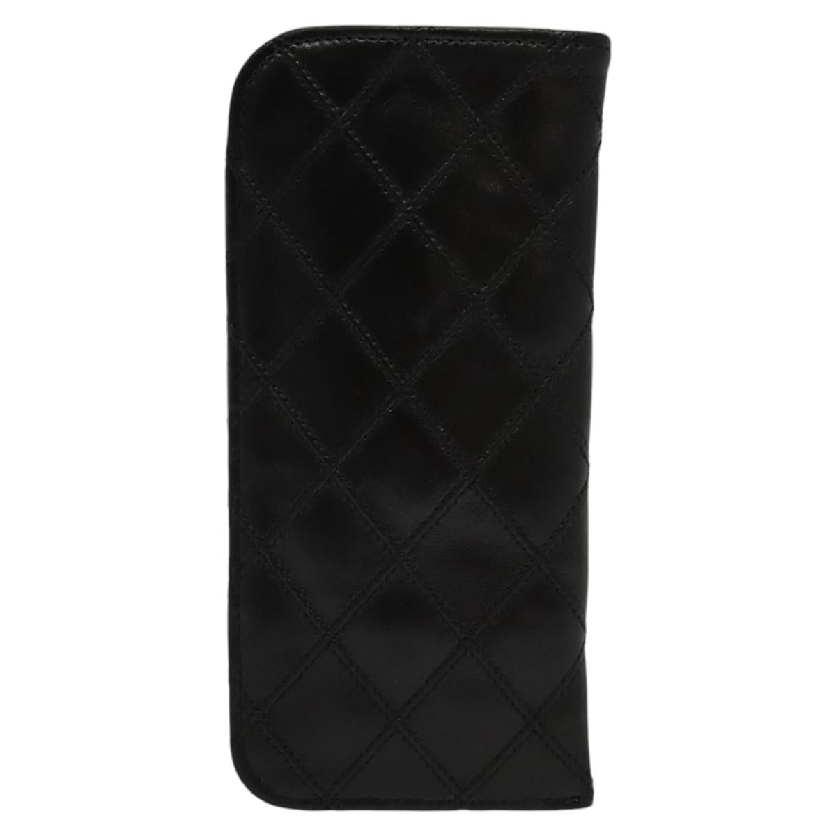 CHANEL Bicolore COCO Mark Glasses Case Lamb Skin Black CC 114024