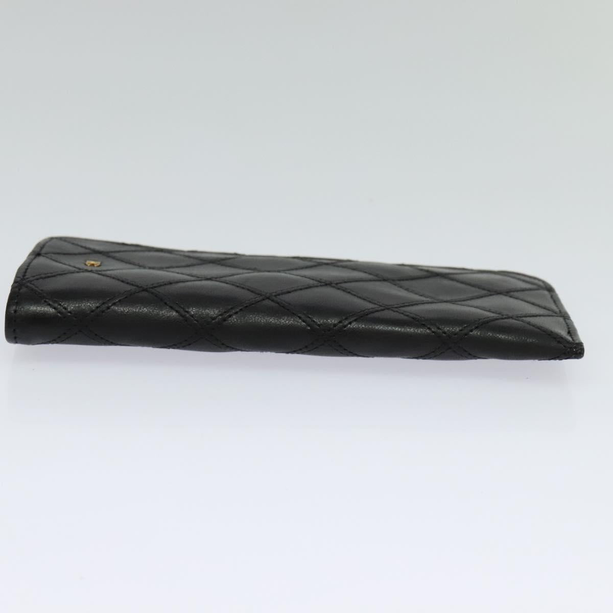 CHANEL Bicolore COCO Mark Glasses Case Lamb Skin Black CC 114024