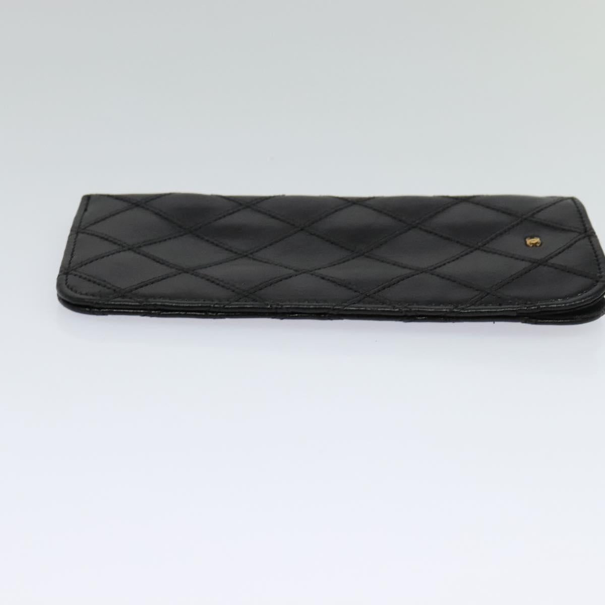 CHANEL Bicolore COCO Mark Glasses Case Lamb Skin Black CC 114024