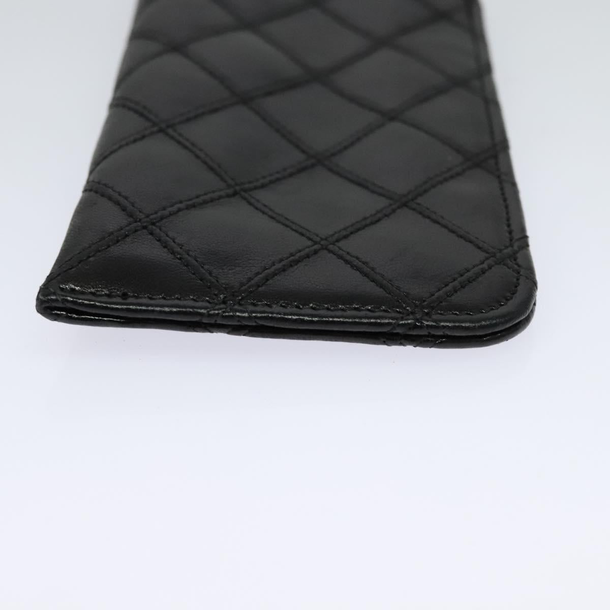 CHANEL Bicolore COCO Mark Glasses Case Lamb Skin Black CC 114024