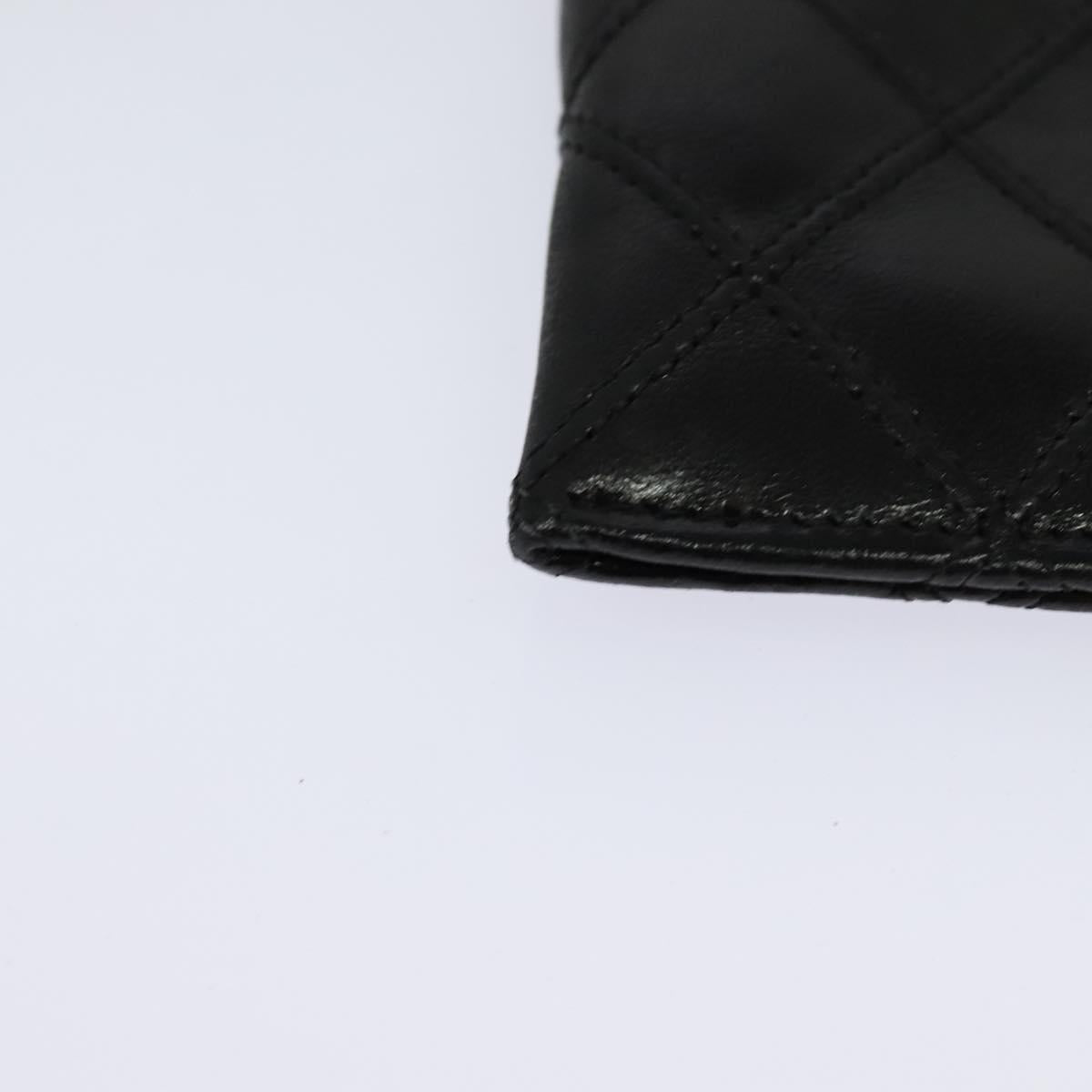 CHANEL Bicolore COCO Mark Glasses Case Lamb Skin Black CC 114024