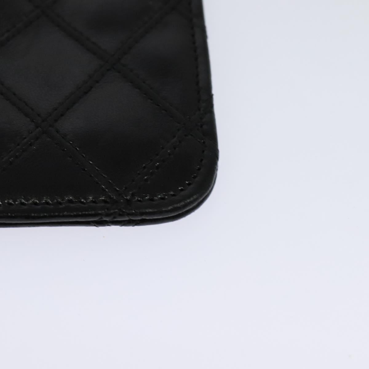 CHANEL Bicolore COCO Mark Glasses Case Lamb Skin Black CC 114024