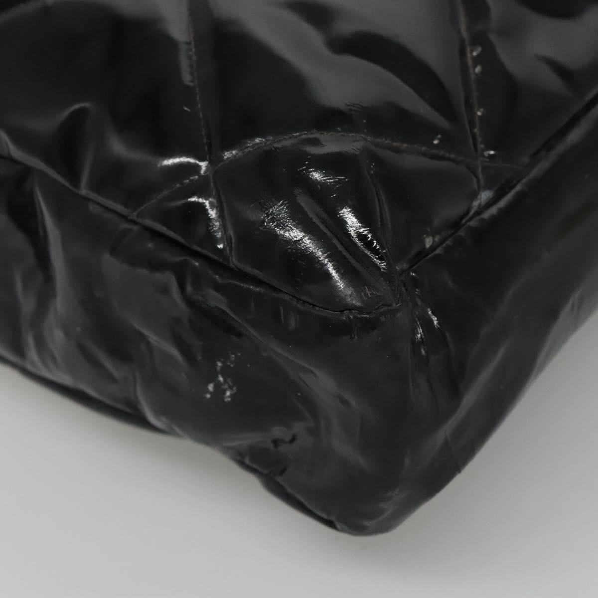 CHANEL Matelasse Shoulder Bag Patent leather Black Gold CC 114045