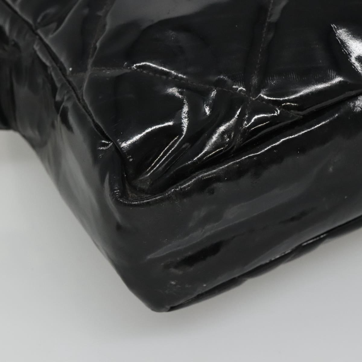 CHANEL Matelasse Shoulder Bag Patent leather Black Gold CC 114045
