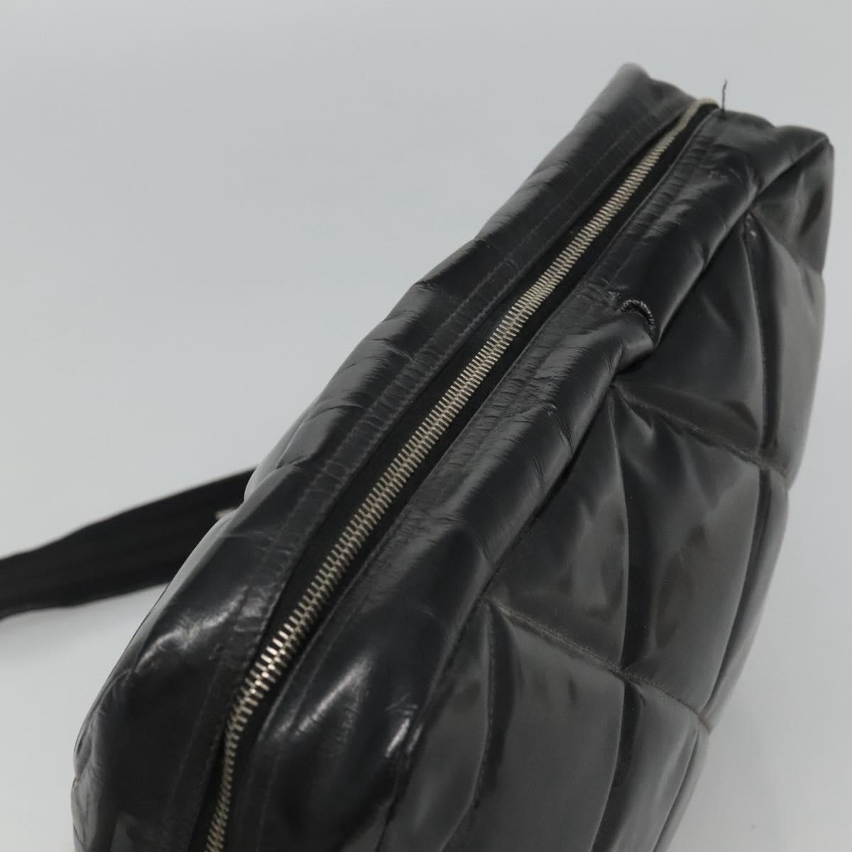 CHANEL Matelasse Shoulder Bag Patent leather Black Gold CC 114045