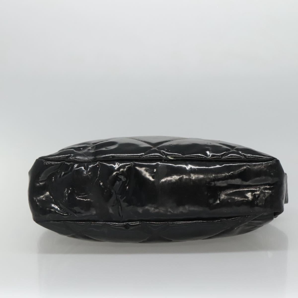 CHANEL Matelasse Shoulder Bag Patent leather Black Gold CC 114045