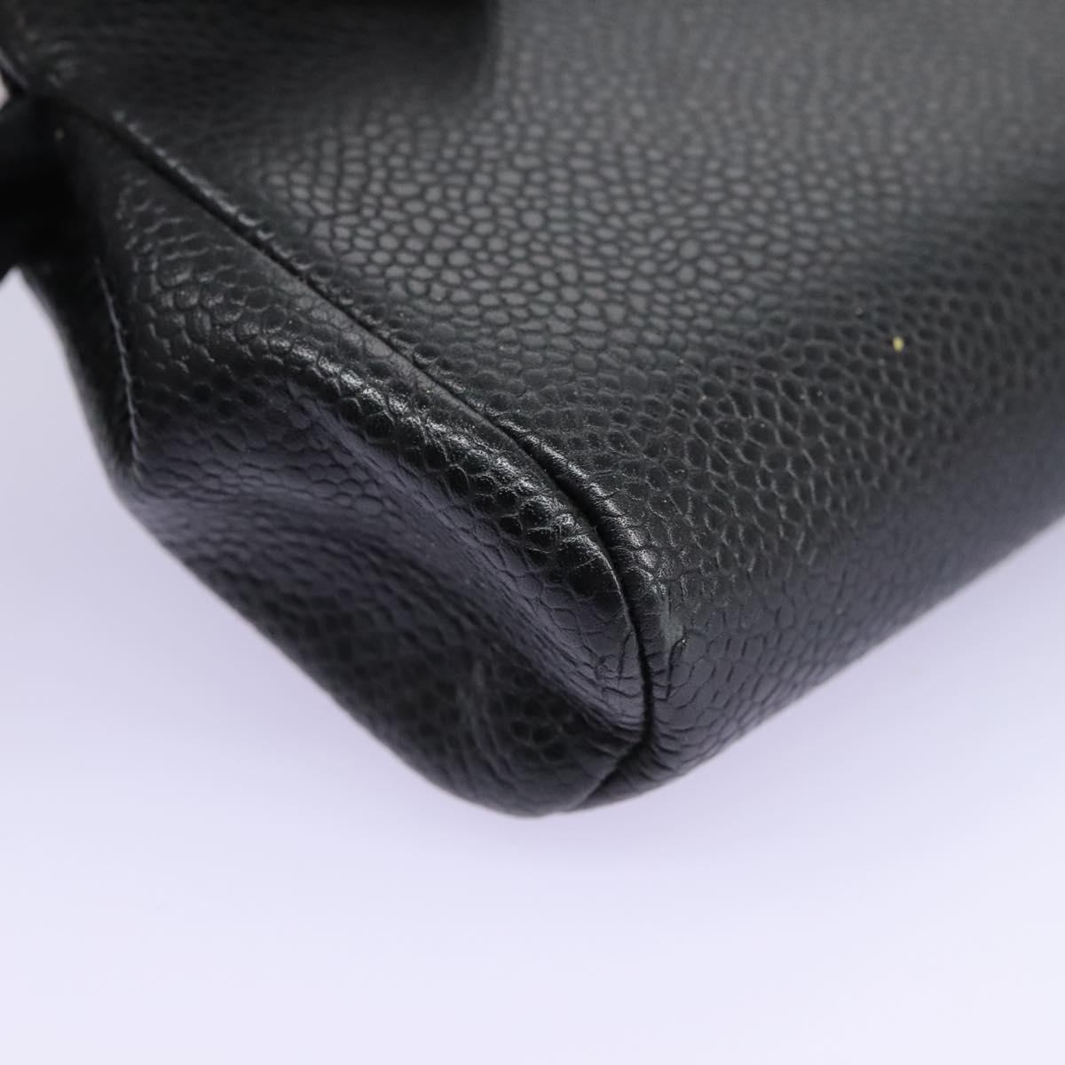 CHANEL Pouch Caviar Skin Black CC 114196