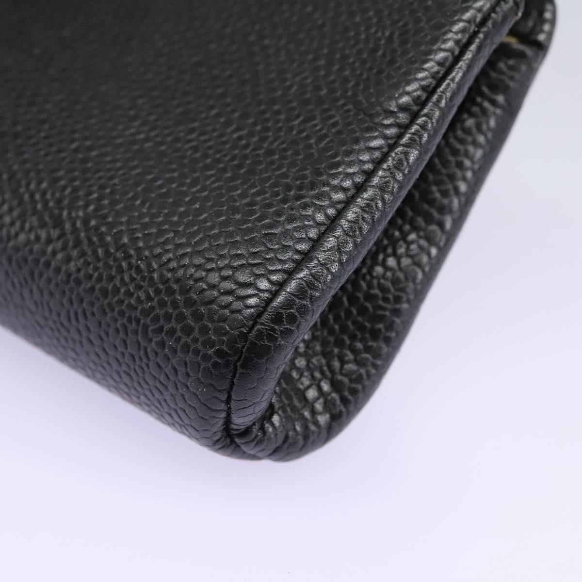 CHANEL Pouch Caviar Skin Black CC 114196
