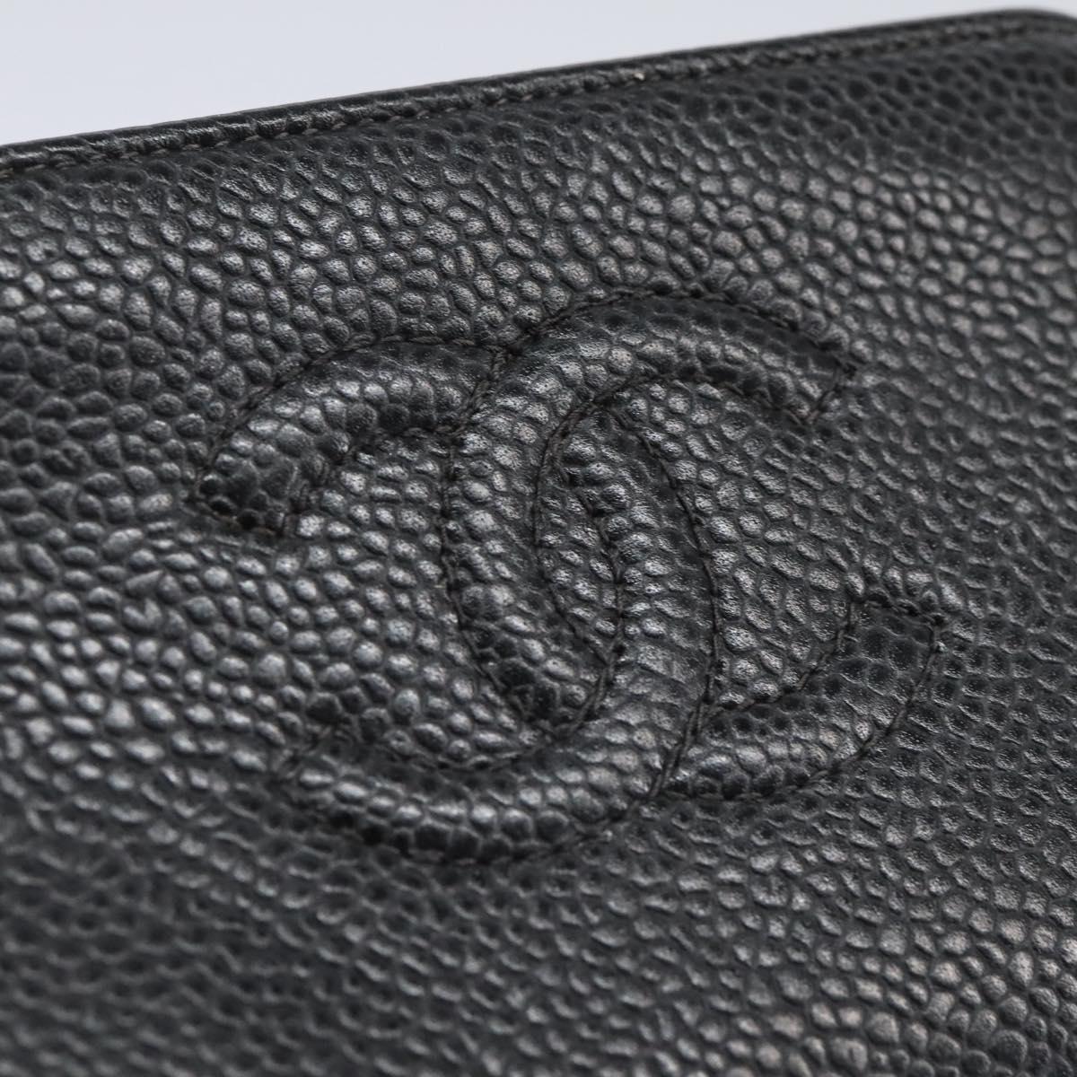 CHANEL Pouch Caviar Skin Black CC 114196