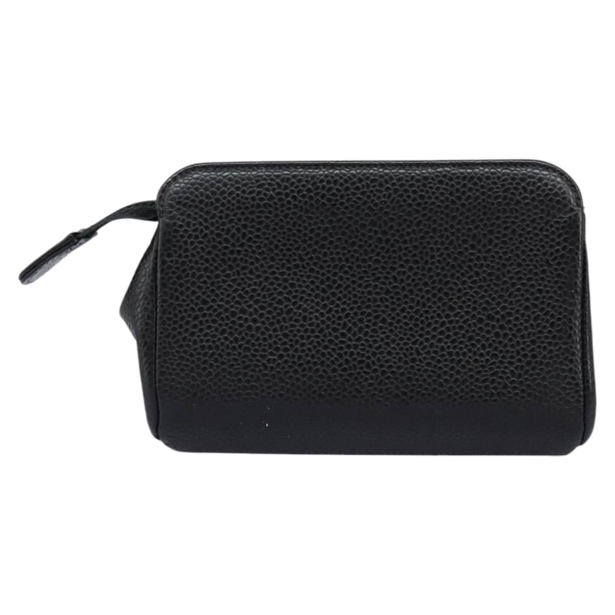 CHANEL Pouch Caviar Skin Black CC 114196