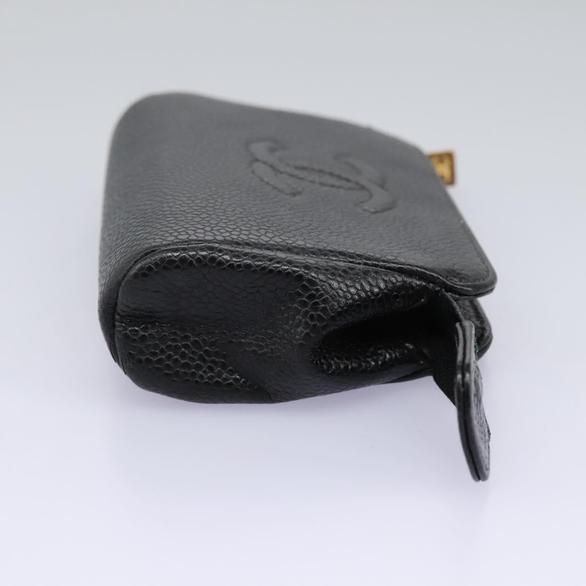 CHANEL Pouch Caviar Skin Black CC 114196