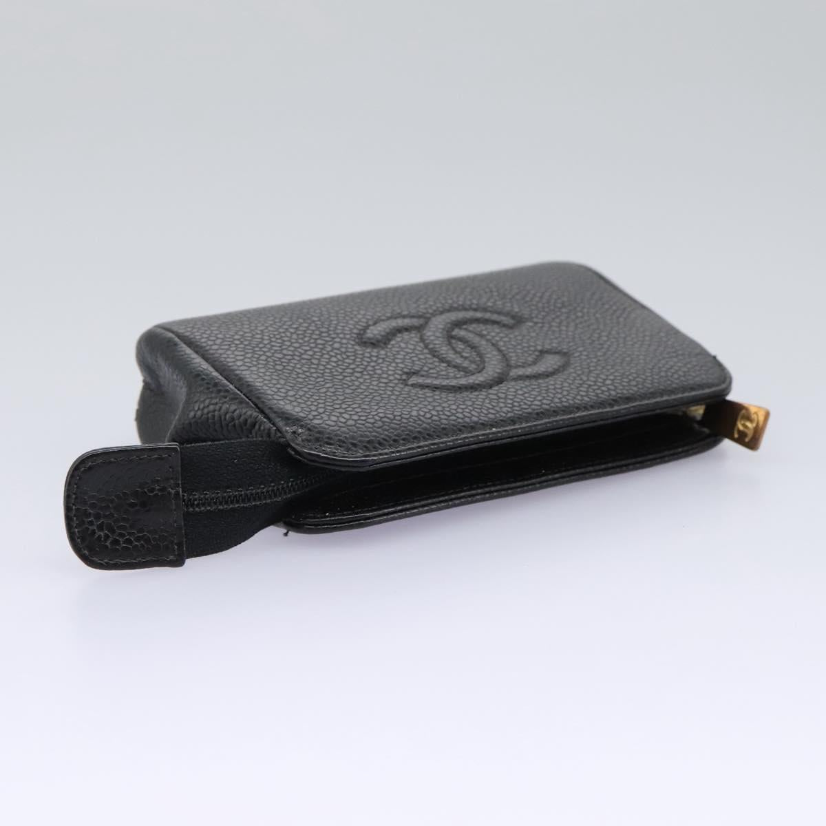 CHANEL Pouch Caviar Skin Black CC 114196