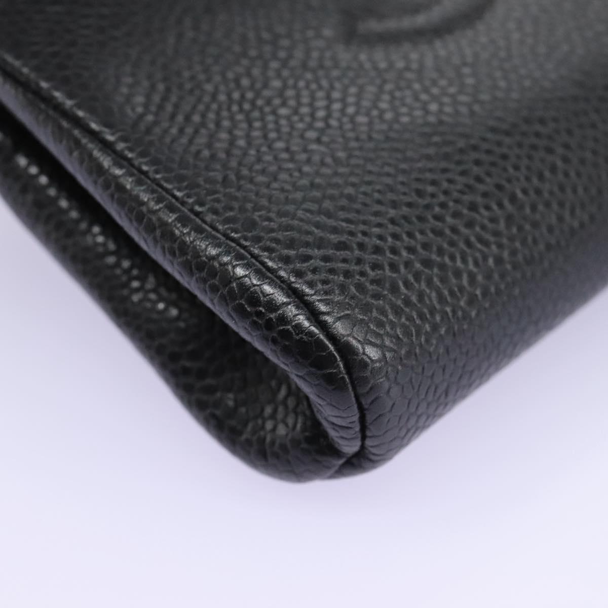 CHANEL Pouch Caviar Skin Black CC 114196